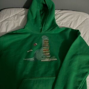 Children’s Size 10/M Sweatshirt. Green. Dinosaur/Books. Pre-owned.